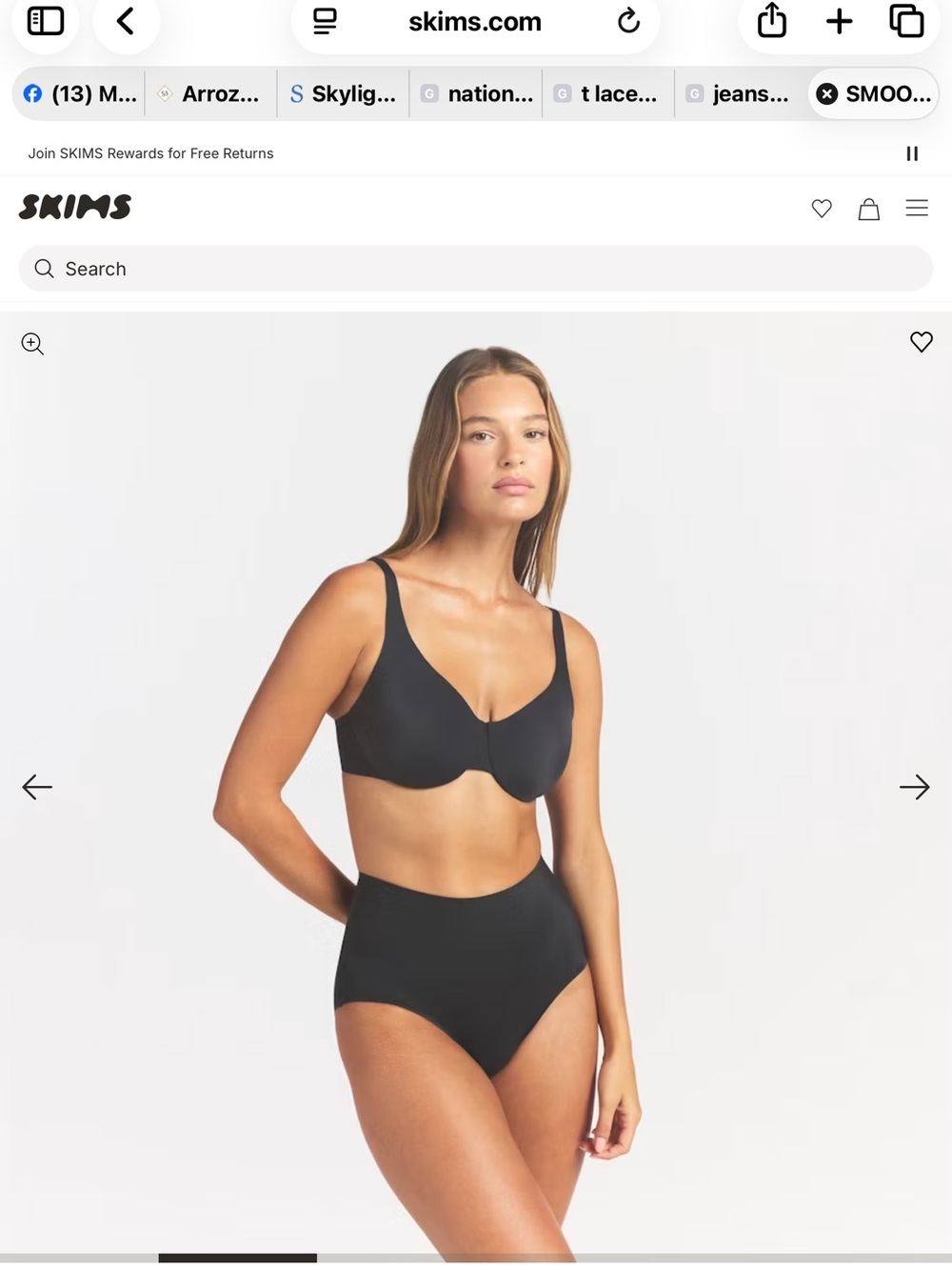 SKIMS Seamless Underwire Bra & High-Waist Brief Set - Black
